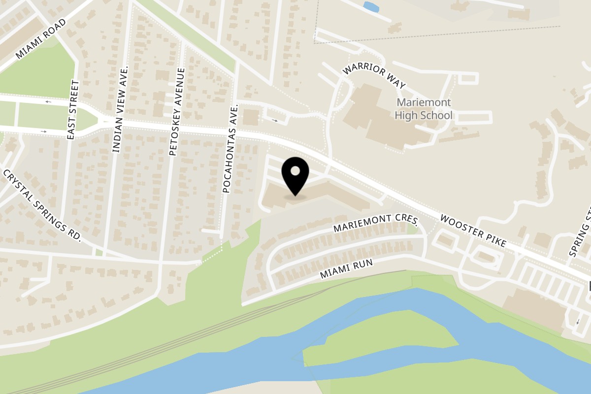 Map showing the location of Taj Indian Restaurant Taj Indian Restaurant on 7207 Wooster Pike in Cincinnati